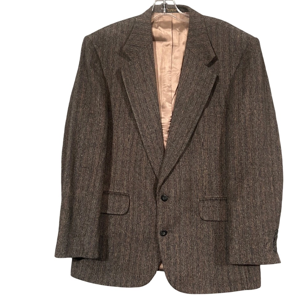 Andhurst Vintage Mens 42R Brown Micro Stripe Two Button Blazer Sport Coat USA